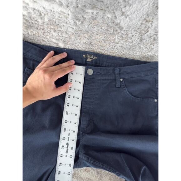 Lee Plus Size 18 Cropped Capri Jean Blue Pants Button Zip Straight Leg Pocket - Picture 5 of 12